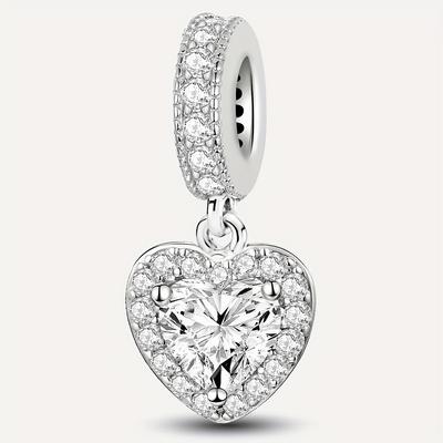 TEMU 1pc 925 Silver Plated Birthstone Heart Pendant, Making, Ideal Gift For Women And S Image