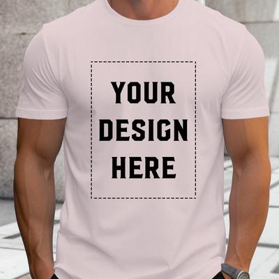 TEMU Men's Customizable Short Sleeve T-shirt - Personalized Design Here, Quick-dry Polyester, Crew Neck, , Everyday Wear, Casual Wear Tee | Personalized Tshirt | Quickdry Image