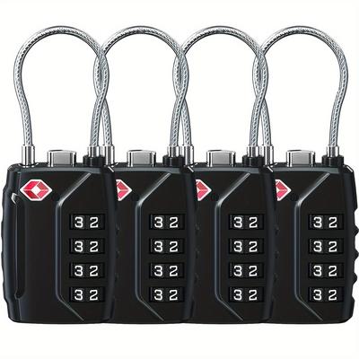 TEMU Tsa-approved Cable Locks With Re-settable Combination And Alloy Body - Suitable For Luggage, School Lockers, And Travel Accessories Image