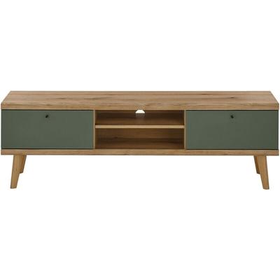Lomadox - Wohnzimmer TV-Lowboard, 160cm, in Eiche mit grün AVEZZANO-61 Modern Image
