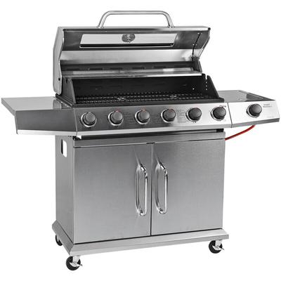 Edelstahl Grillwagen Gasgrill Mexico 6+1 19,3 kW Piezo 7 Flammen Rost 78x36 cm Image
