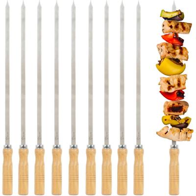 Edelstahl Grillspieße mit Holzgriff (10 Stück), 50 cm, Spießset, Schaschlikspieße - Bbq-toro Image