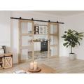 Porta scorrevole doppia con sistema esterno muro in legno e vetro temp. 3 finestre 2xH205xL73cm - ACOSTA II
