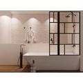Parete per vasca da bagno con apertura girevole 100 x 140 cm Nero opaco Stile industriale - OBELINI