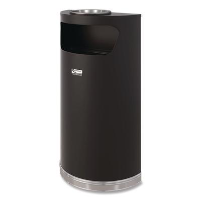 Suncast Commercial Half Round Metal Trash Can with Ashtray, 9 gal, Steel, Black (SUAMTCRES901BKS) Each Suncast Commercial® Outdoor Trash Cans