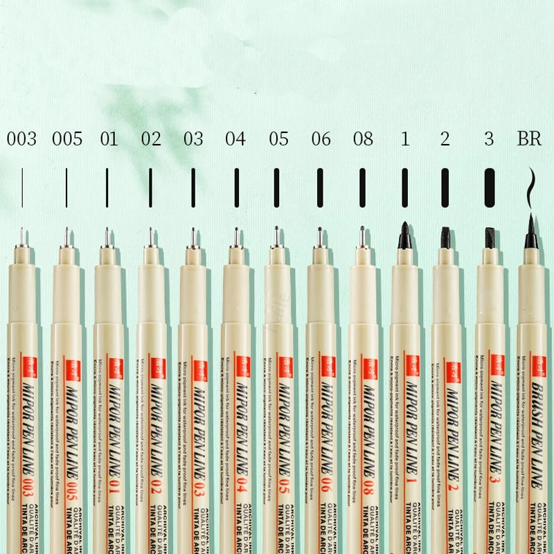 1/2/3 Stück Pigma Micron Stift 003 005 01 02 03 04 05 08 1.0 2 3 Pinsel Art Sketch Marker Pen für Manga Soft Fineliner Zeichnung Image