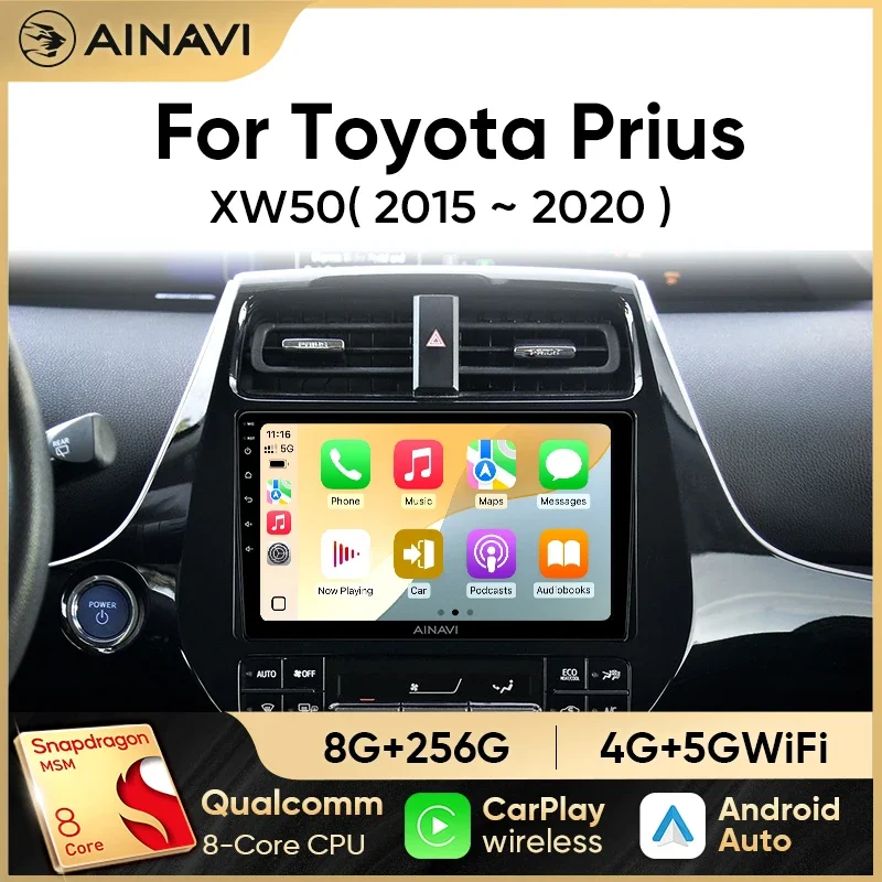 Ainavi Android 12 Autoradio Für Toyota Prius XW50 2015-2020 Stereo Carplay Auto GPS Navi Android Multimedia Player keine 2Din DVD
