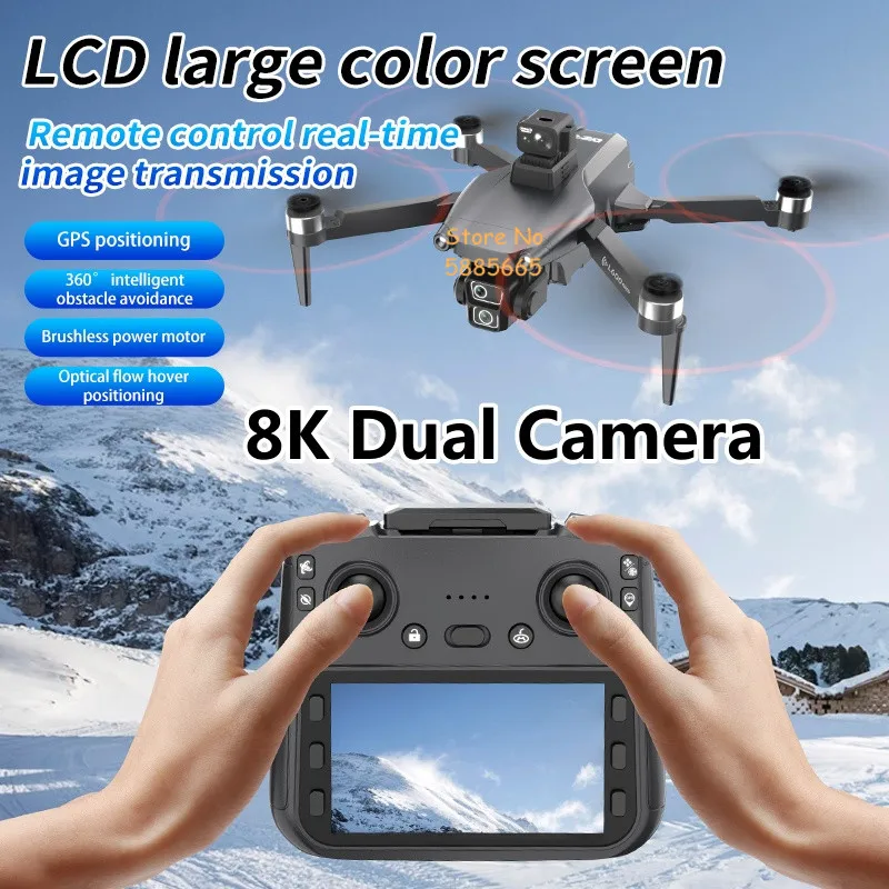 Professioneller 5G-LCD-Bildschirm, bürstenlos, 8K GPS, FPV, RC-Drohne, 3 km, One Key Return 360 ° Ferngesteuerter Quadrocopter zur Hindernisvermeidung