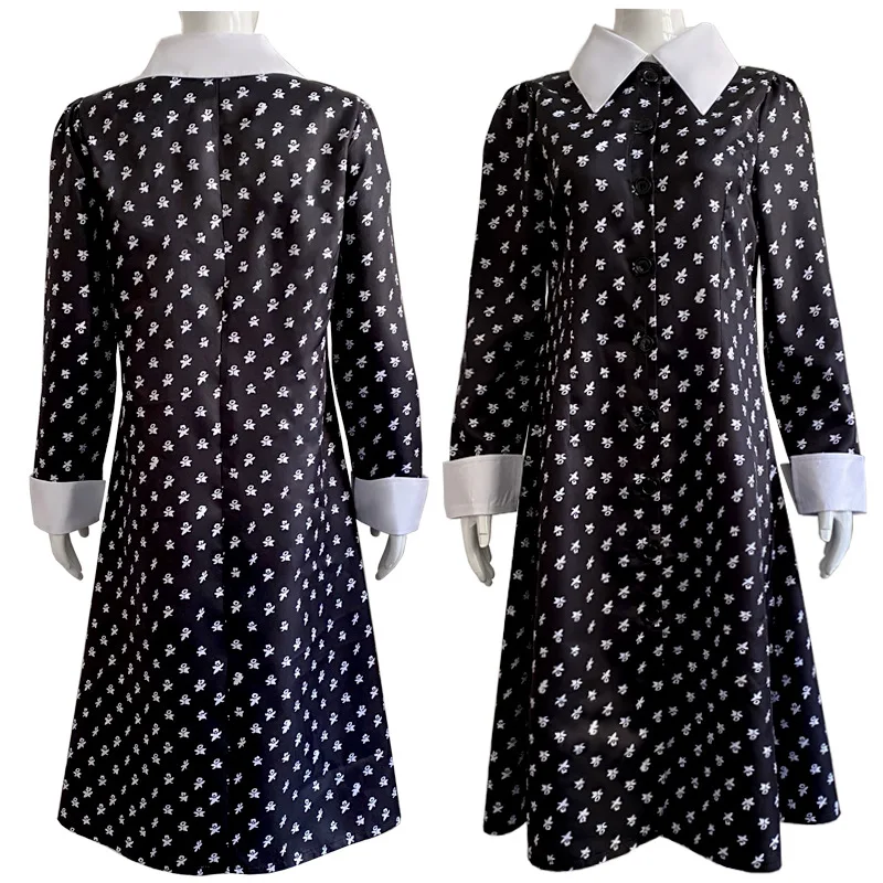 Karneval schwarz Blumen kleid Frauen Gothic Ghost Vampir Kostüm Halloween Rollenspiel Kostüm coole neue Mama und Papa Outfit Image