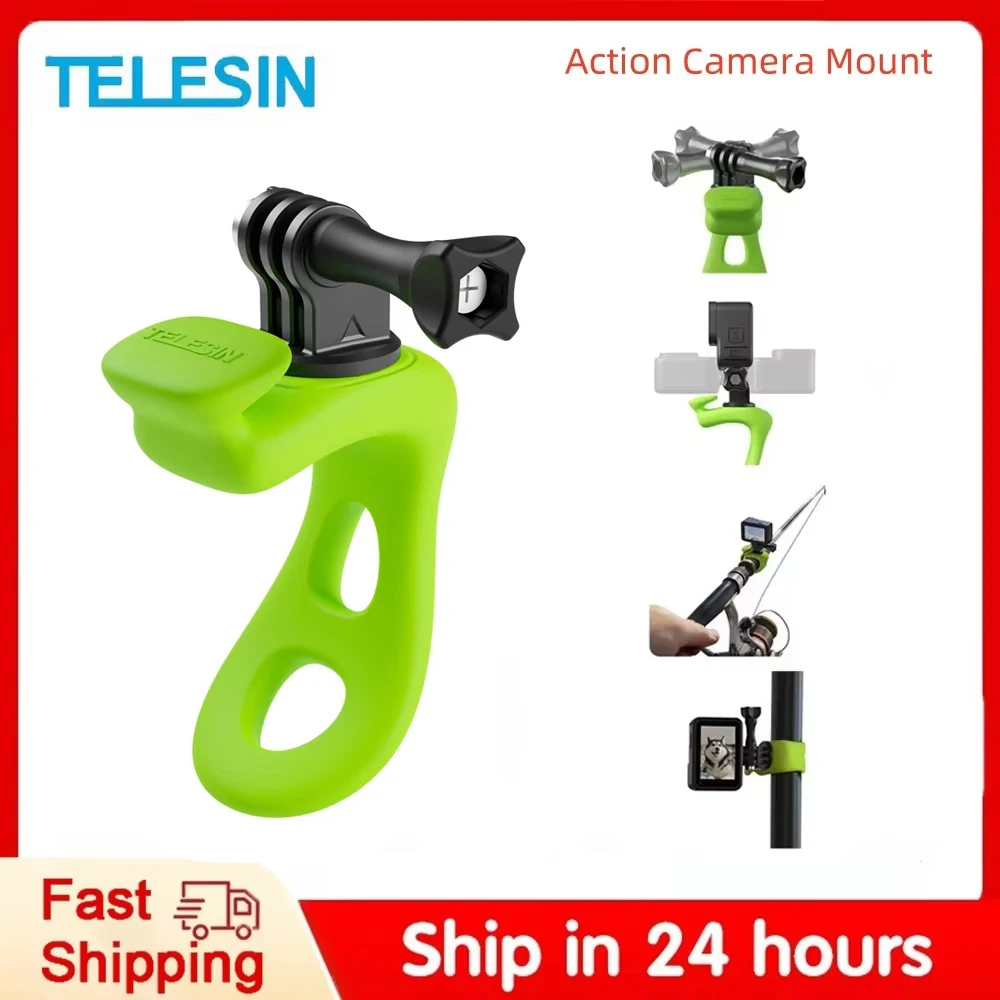 TELESIN Action Kamera Einstellbare Silikon Halterung Mini Flexible Halterung Für Gopro Insta360 DJI Action Kamera Zubehör Image