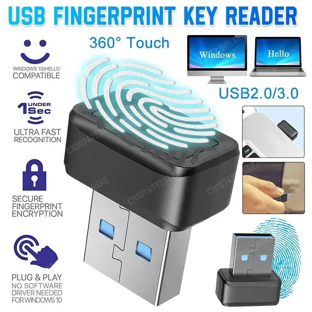 USB-Fingerabdruckschlüssel: Windows-kompatibler biometrischer Scanner für passwortfreie Anmeldung, ideal für PC-Sicherheit Image