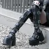 Gürtelschnalle Stiefel Overknee Plattform Mode Prägnant Sexy Elegante Neuheit Heiße Mädchen Runde Kappe Chunky Heels Frauen Schuhe Neu