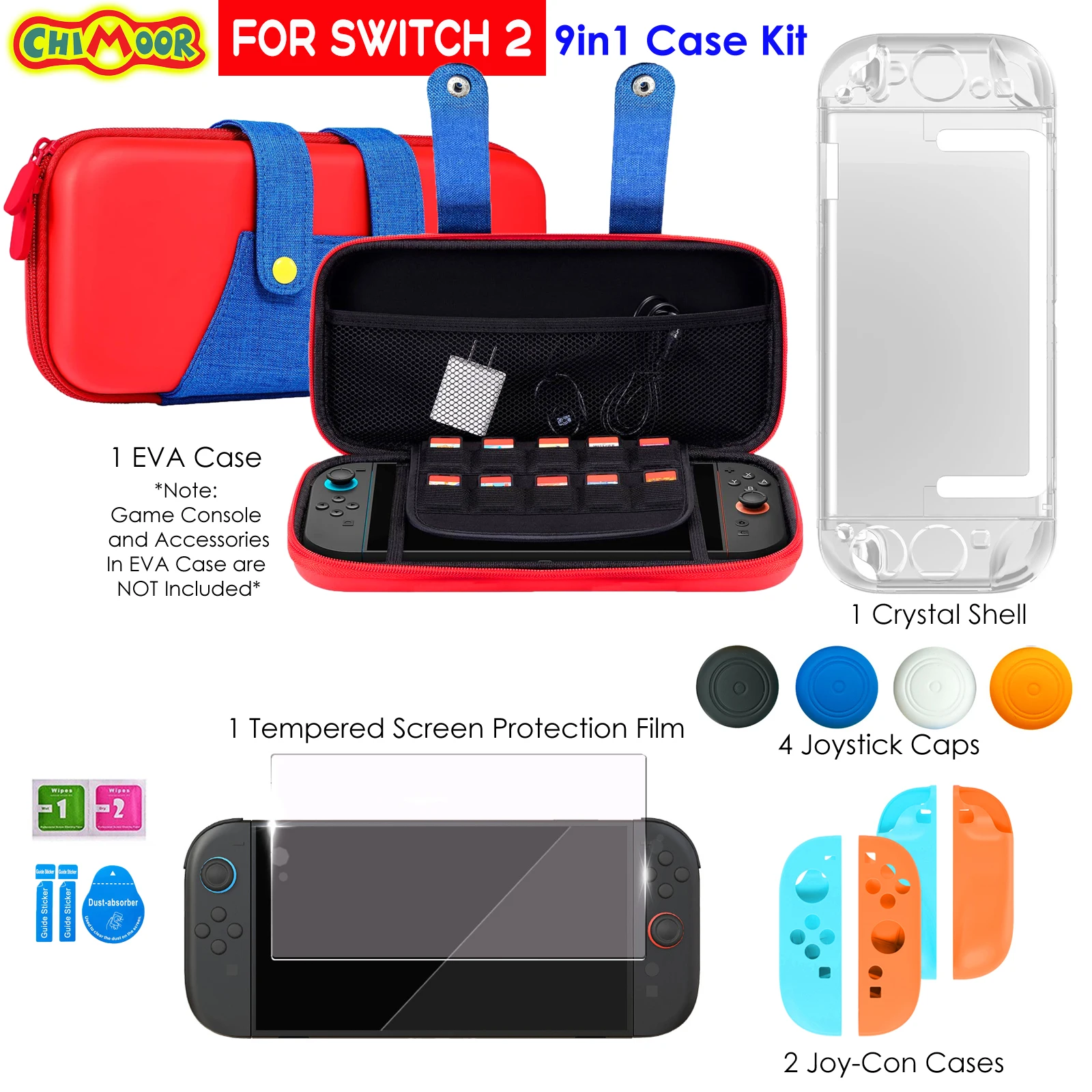 Tragetaschen-Set für Switch 2, Reise-Tragetaschen für NS2, schützende Hartschalenhülle, Aufbewahrungstasche für NS2, Geschenk für Mädchen und Jungen Image