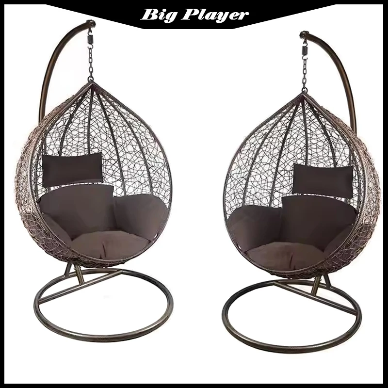 Moderne Gartenmöbel, Gartenschaukelstuhl, hängender Eierstuhl, hängender Eierstuhl aus Rattan