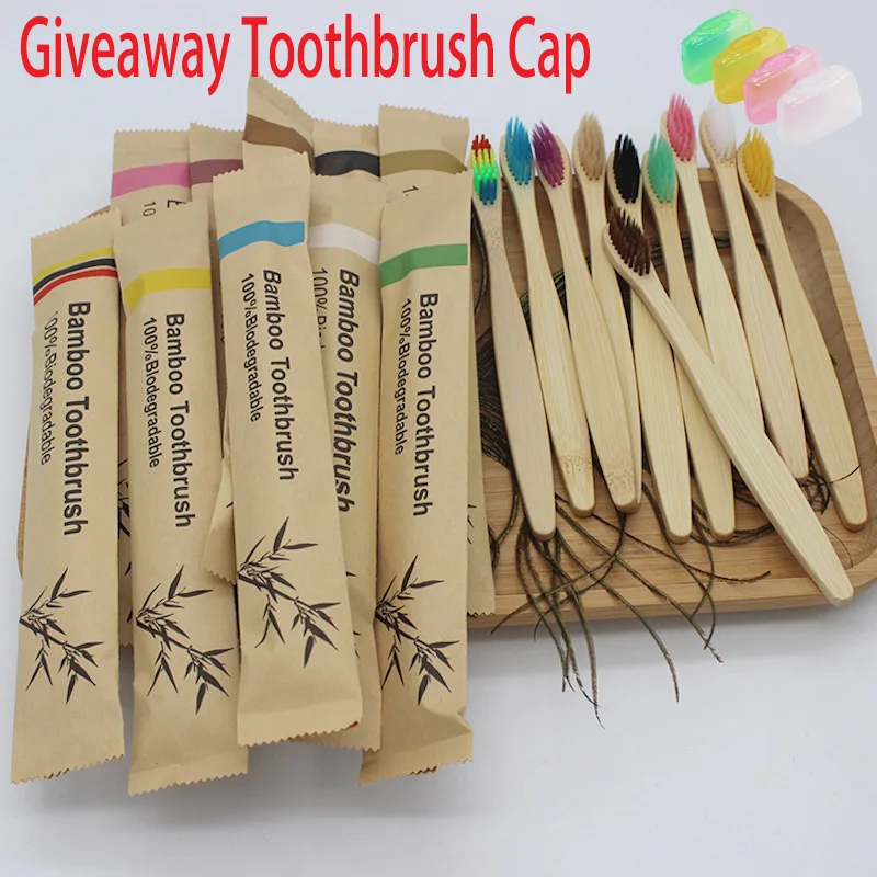 Bunte natürliche Bambus-Zahnbürste, weiche Borsten, Holzkohle, Zahnaufhellung, Bambus-Zahnbürsten, weiche Dental-Mundpflege, 8/12 Stück Image