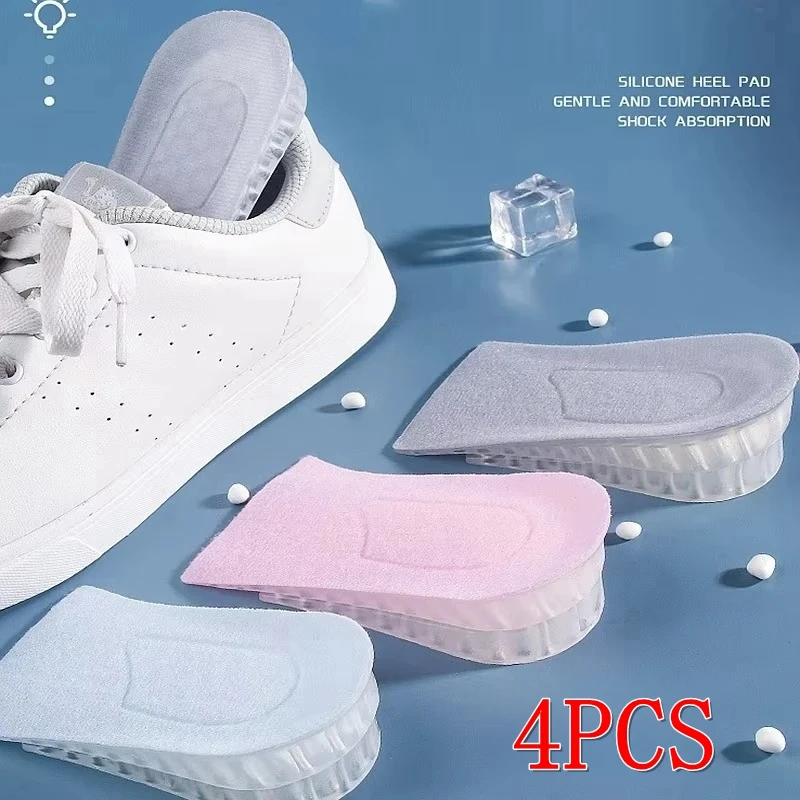 4Pcs Silikon Höhe Erhöhen Einlegesohlen Unsichtbare Komfort Halbe Pads Männer Frauen Gel Schock-absorbieren Schuhe Einlegesohle Wachsenden Schuh sohle Image