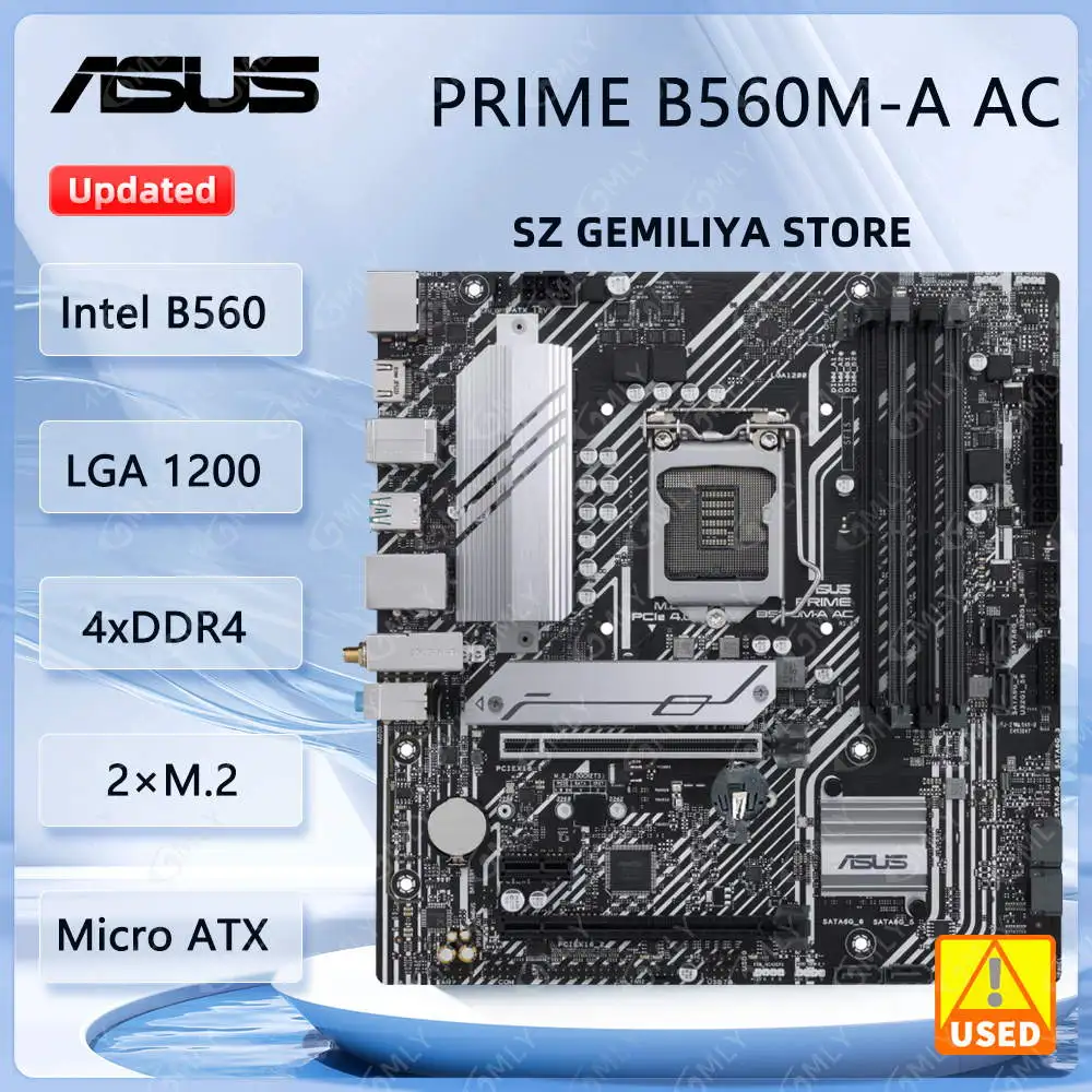 ASUS PRIME B560M-A AC-Motherboard Intel B560 LGA 1200 DDR4 128 GB unterstützt Core i3-10100 i5-11400 i7-10700F 11900F Image