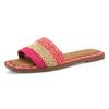 Pantolette TAMARIS, Damen, Gr. 40, rot (fuchsia, beige), Bast, modisch, Schuhe, Blockabsatz, Sommerschuh, Strandschuh, zweifarbige Bast-Umrandung