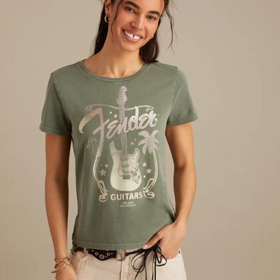 Lucky Brand Fender Guitar Palms Classic Crew in Laurel Wreath, Size L