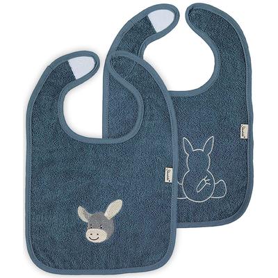 Lätzchen STERNTALER "Doppelpack, Klettlätzchen Emmi, graublau", Baby, blau (graublau), Baumwolle, Lätzchen, GOTS made with organic materials, zertifiziert 1065506 Image