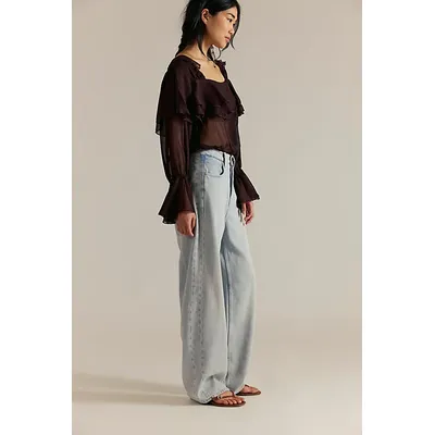 We The Free Truro Baggy Puddle Jeans at Free People in Beach Please, Size: 29