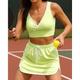 US Open Per donna Patchwork Gonne da tennis con pantaloncini Maglia da tennis 1 Set Senza Maniche Coulisse Rilegatura a contrasto Traspirante Tennis Golf Pickleball Scollo a V Bianco Rosa Blu marino