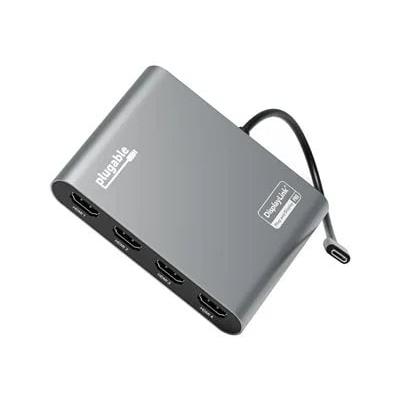 Plugable USB-C to Quad HDMI 4K Adapter with 100W PD Pass-Though Power Delivery