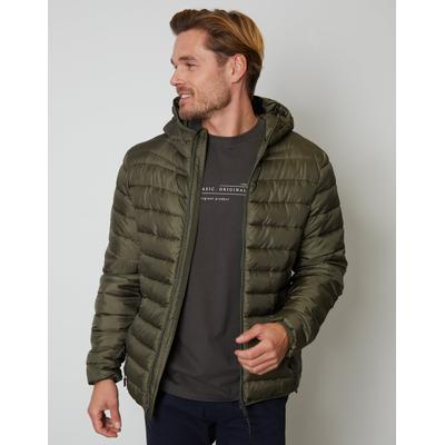 Threadbare Men's Khaki Green Matte Finish Padded Hooded Jacket