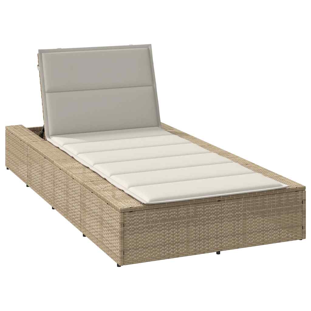 vidaXL Sonnenliege mit schwebender Auflage Beige Poly Rattan Image