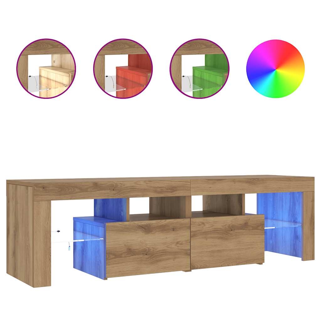 vidaXL TV-Schrank mit LED Artisan-Eiche 140x36,5x40 cm Holzwerkstoff Image