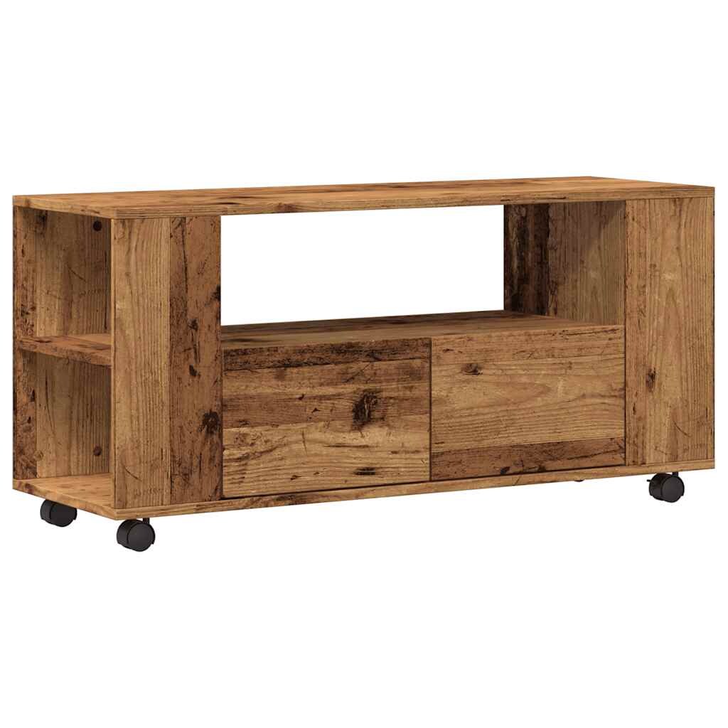 vidaXL TV-Schrank mit Rollen Altholz-Optik 102x34,5x43cm Holzwerkstoff Image