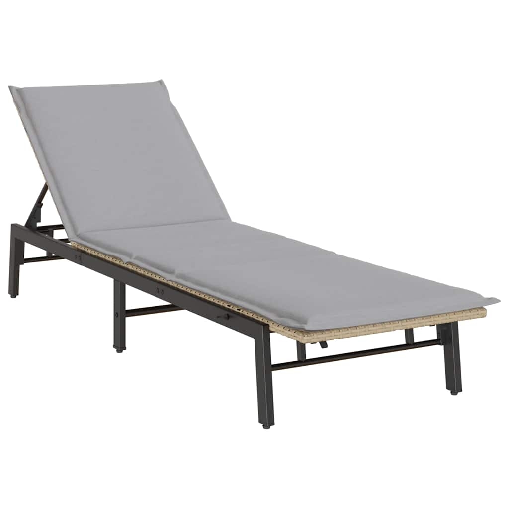 vidaXL Sonnenliege mit Auflage Beige Poly Rattan Image