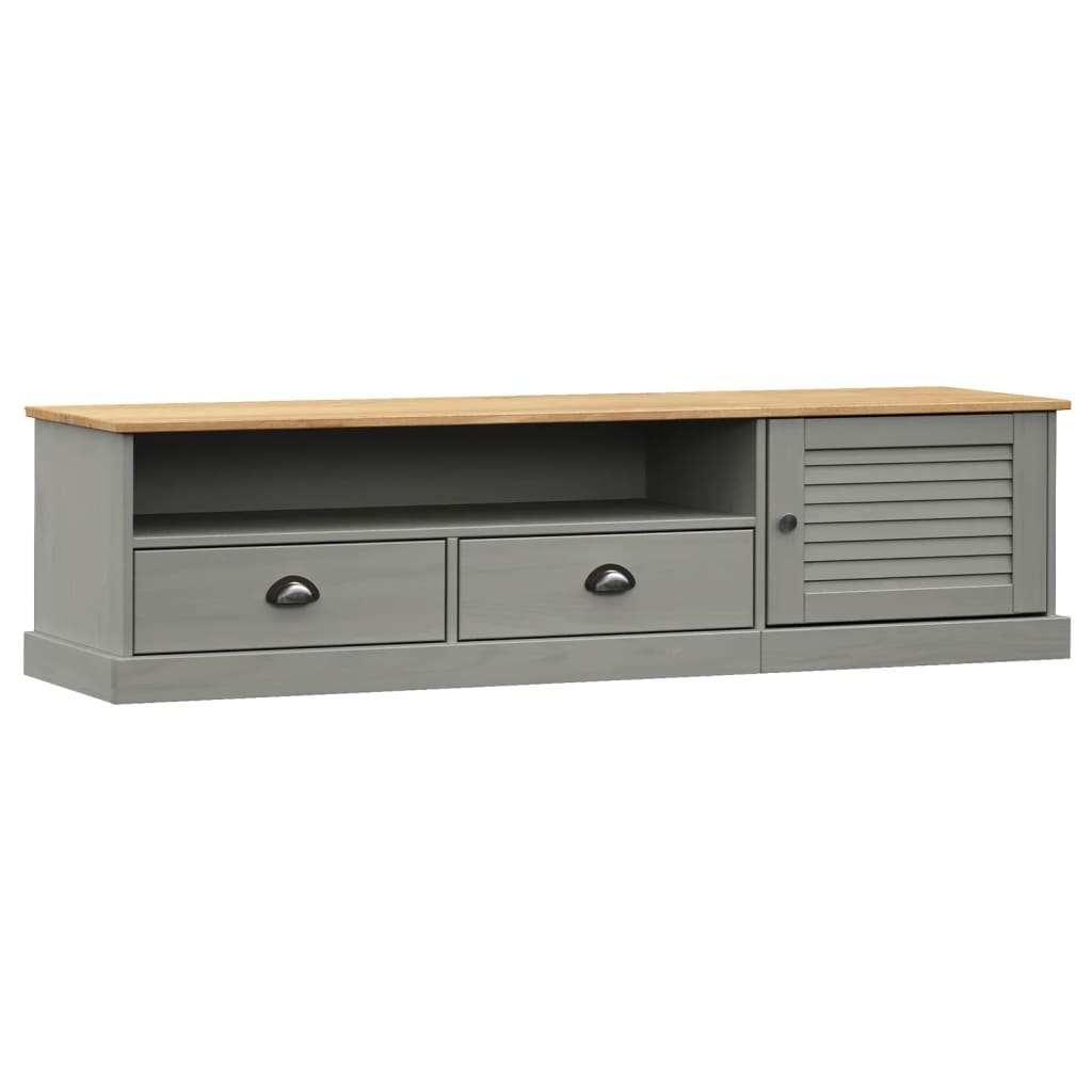 vidaXL TV-Schrank VIGO Grau 156x40x40 cm Massivholz Kiefer Image