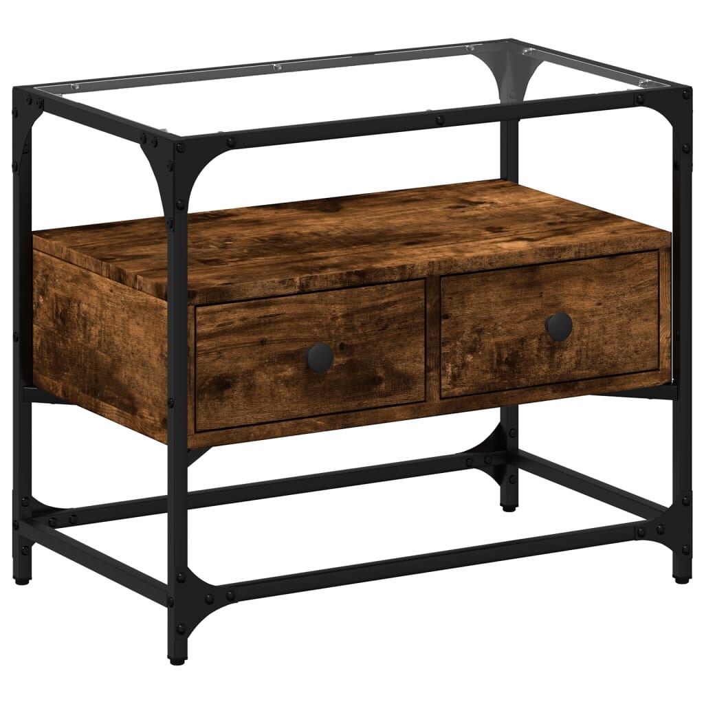 vidaXL TV-Schrank mit Glasplatte Räuchereiche 60x35x51cm Holzwerkstoff Image