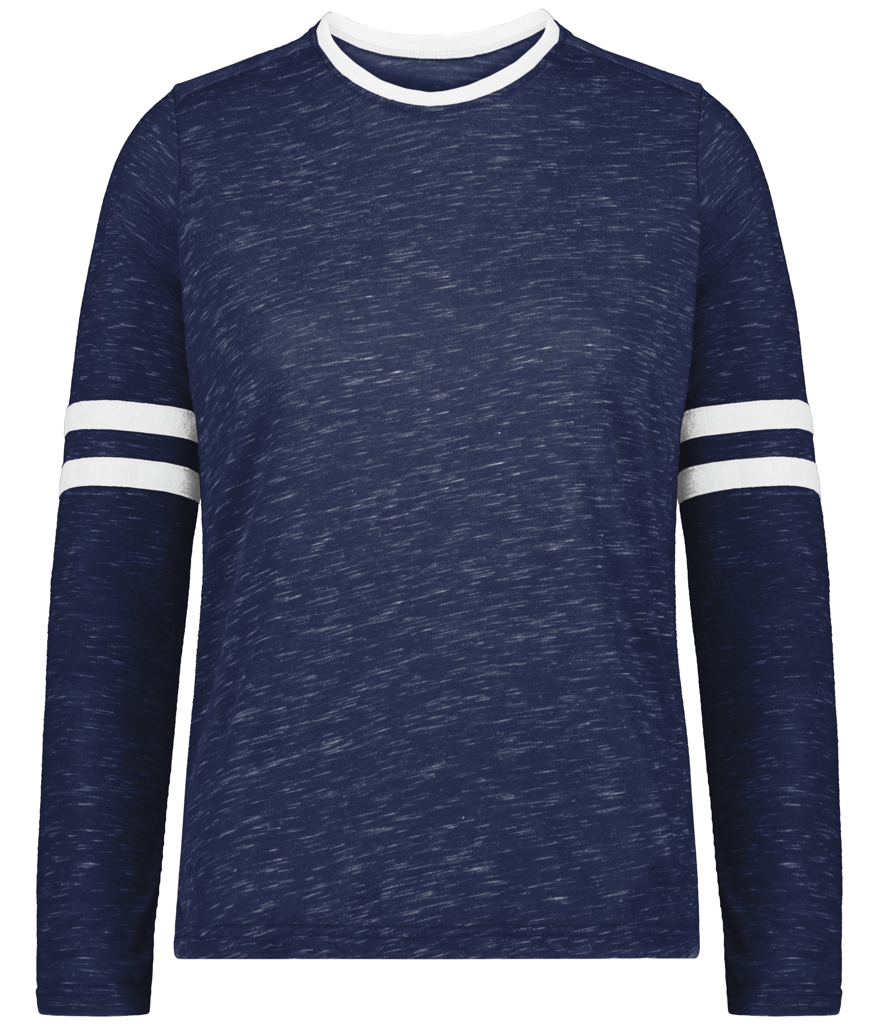 Holloway 223346 Girls Monterey Long Sleeve Top in Navy Blue Heather/White size Medium | Polyester Blend