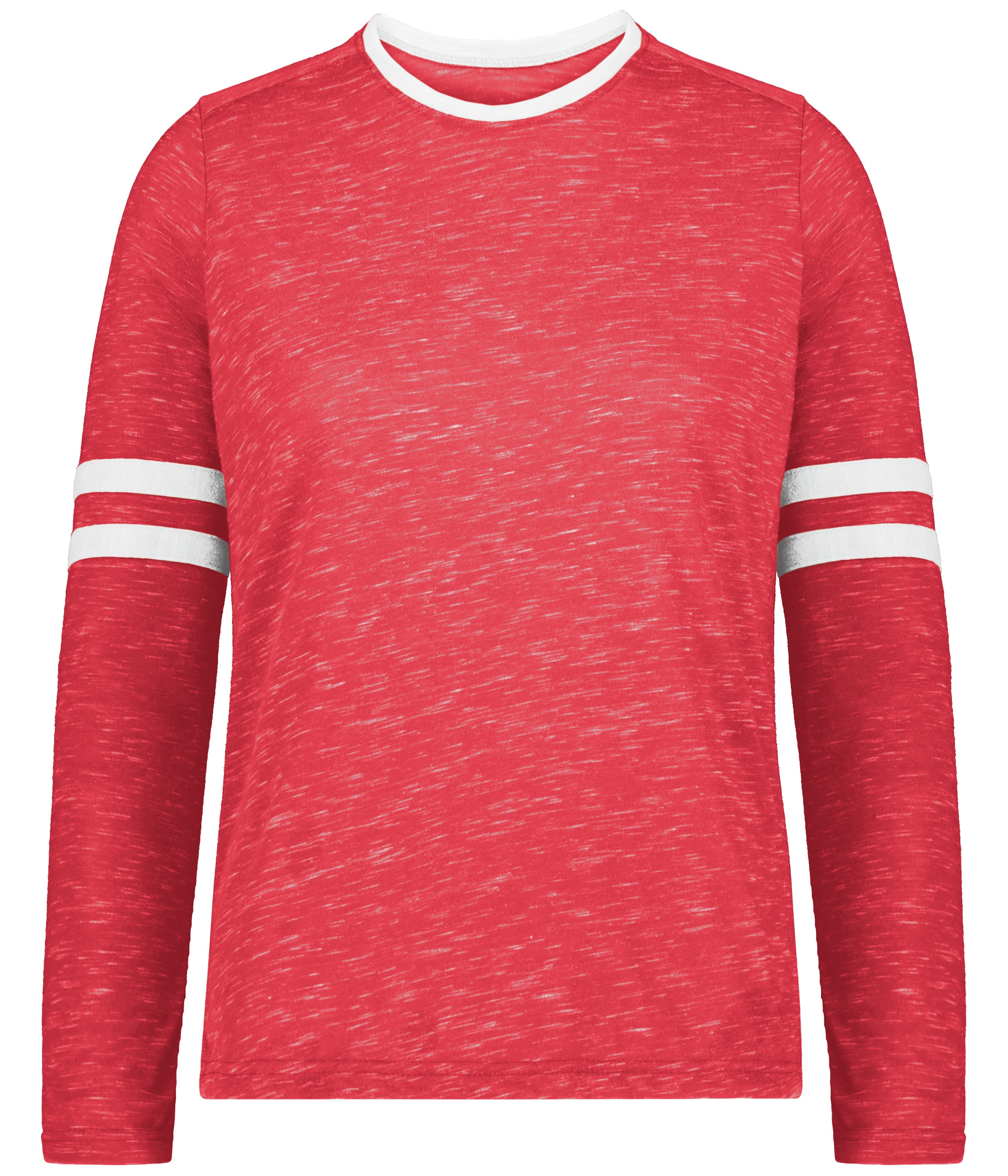 Holloway 223346 Girls Monterey Long Sleeve Top in Scarlet Heather/White size Large | Polyester Blend
