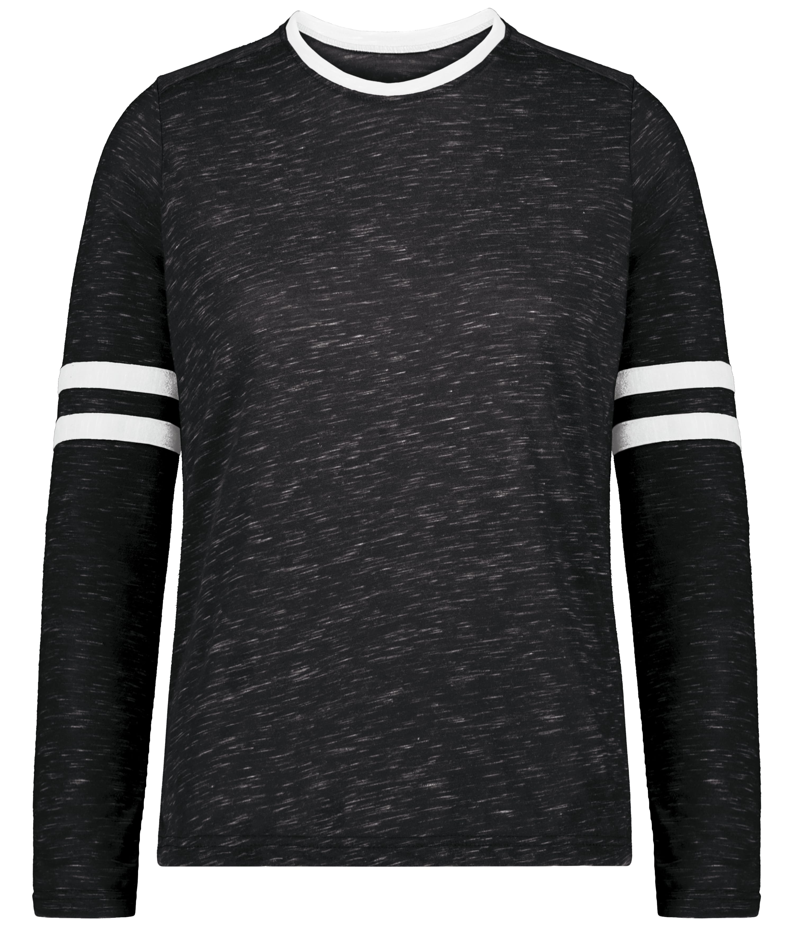 Holloway 223346 Girls Monterey Long Sleeve Top in Black Heather/White size Small | Polyester Blend