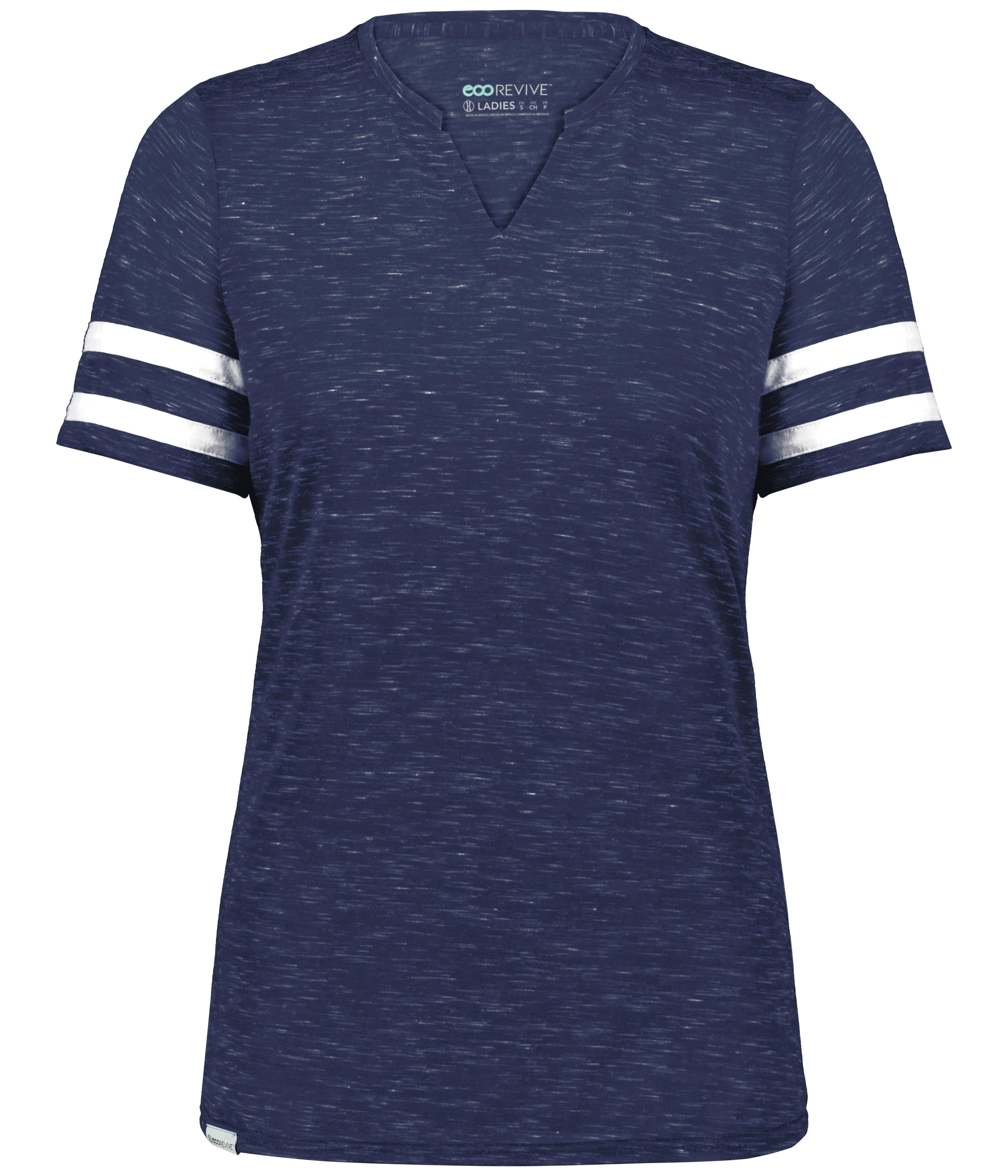 Holloway 223345 Girls Monterey Top in Navy Blue Heather/White size Small | Polyester Blend