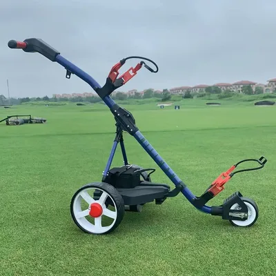 Electric Push Golf Trolley Golf Buggy Golf Cart With Lithium Battery Lead Acid Battery 12V Blue
