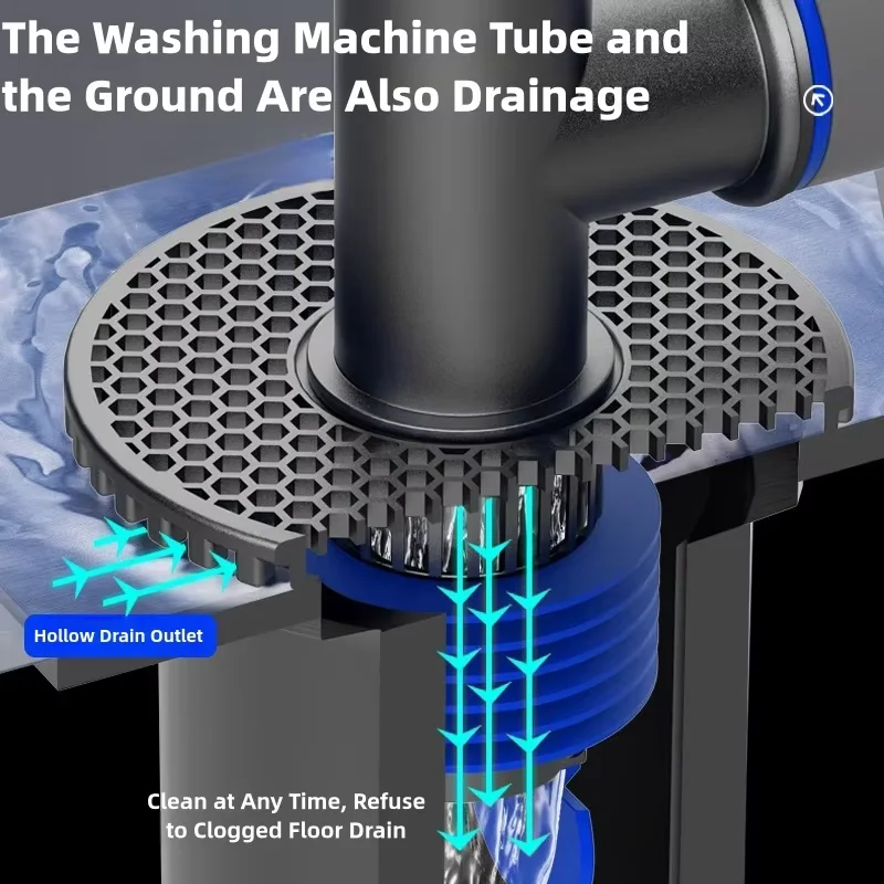 Multi Functional Floor Drain Downcomer Washing Machine Floor Drain Tee Connector Kitchen Sink Drainage Pipe Floor Anti-odour