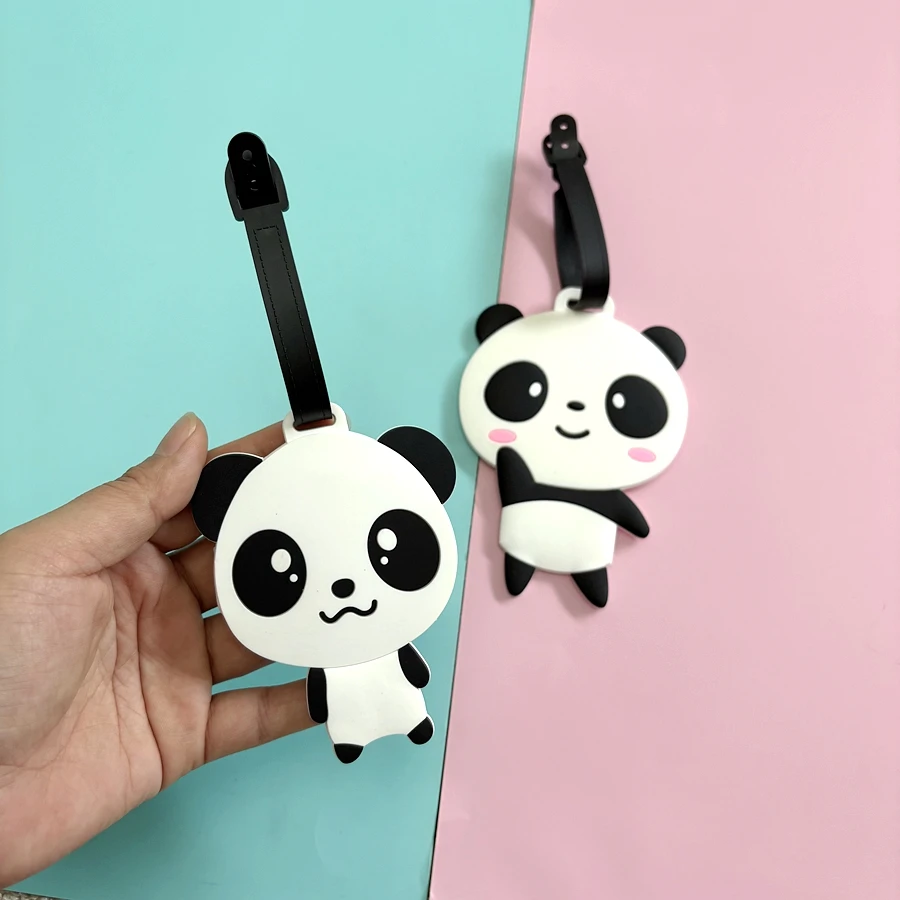 1pc/2pcs Nette Panda Gepäck Tag Business Reise Flughafen Gepäck Rucksack Anti Verlust ID Tag Anhänger Arbeit name Zeichen Image