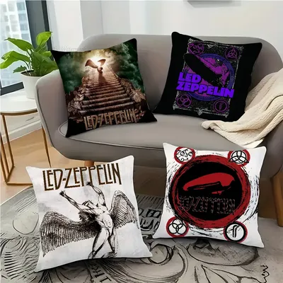 Led Band Zeppelin Kissenbezug Quadratisches Kissen Schlafzimmer Sofa Freizeit Komfort Kissen Auto Wohnzimmer Dekoration 40X40 Image