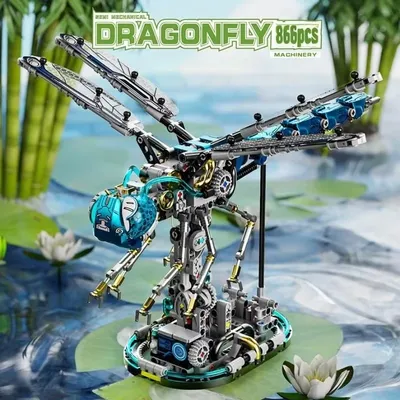 866 stücke Kreative STEM Lernen Mechanische Libelle Spielzeug Tier MOC Bausteine Pädagogisches Set Image
