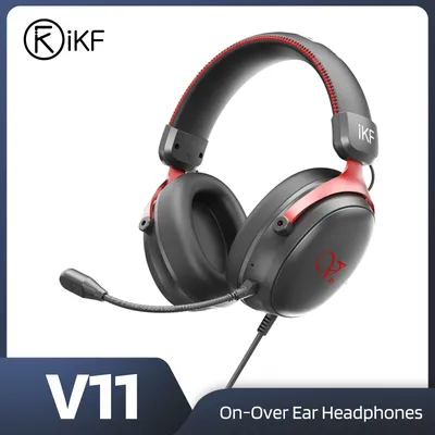 iKF V11 Kabelgebundenes Over-Ear-Gaming-Headset mit Mikrofon, extrem niedrige Latenz, 7.1-Surround-FPS-Kopfhörer, kompatibel mit PC/Laptop Image