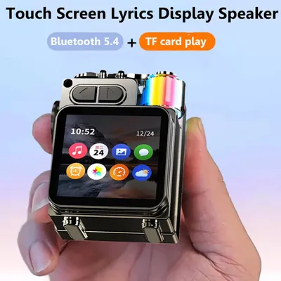 LED-Display, kabelloser Bluetooth-Mechanischer Lautsprecher aus Metall mit RGB-Desktop-Subwoofer, unterstützt Kalender, Wecker Image