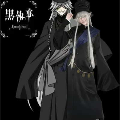 Black Butler Undertaker Cosplay Anime Kostüm Perücke Kuroshitsuji Komplettes Set Unisex Karneval Party Hut Anzug Erwachsene Halloween Image