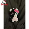 Sanrio Hello Kitty Anime Kawaii Exquisite Spaß Sadako Puppe Schwarz Leder Anhänger Schlüssel Tasche