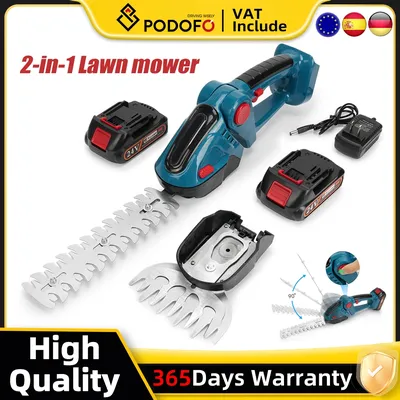 Brushed Electric Hedge Trimmer Cordless Lithium-Ion Battery Powered Garden Tool 2-in-1 Grass Trimming Kit Grade Hedge Cutting