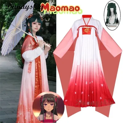 Anime The Apothecary Diaries Maomao Rotes Kleid Cosplay Kostüm Perücke Kusuriya No Hitorigoto Image