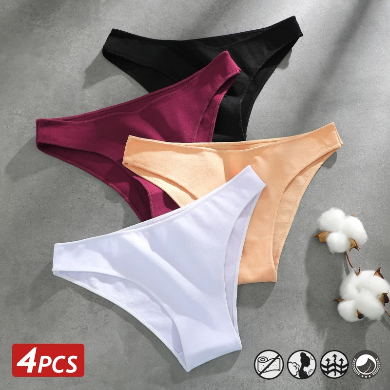 4 Teile/satz Frauen Nahtlose Baumwolle Panites Sexy Low Taille Slips Atmungs Weibliche Unterwäsche Stretch Unterhose Damen Weiche Dessous Image